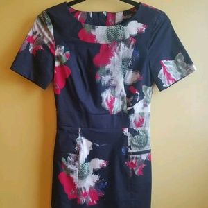 FRENCH CONNECTION BLUE FLORAL DRESS SIZE US 2 XS